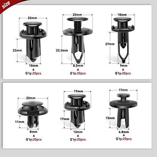 Car Retainer For GM Ford Toyota Honda Chrysler – 120 Clips 6.3mm 8mm 9mm 10mm