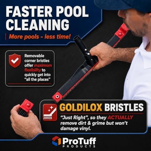 22&Prime; Pool Brush & Algae Scrubber for Walls & Steps – Heavy Duty Cleaning Tool