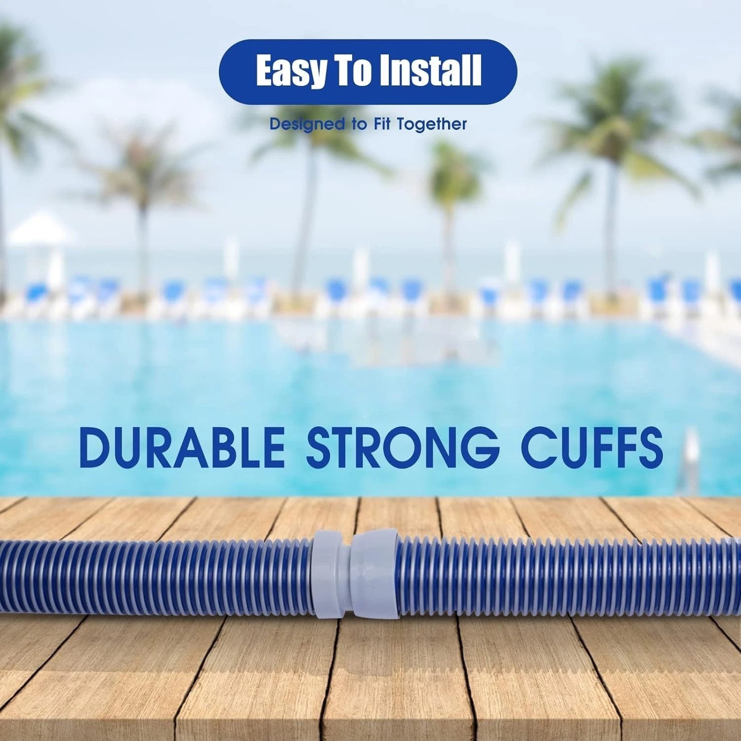 Durable 8-Piece Pool Vacuum Hose Set – 1.5” Diameter, Flexible & Space-Saving