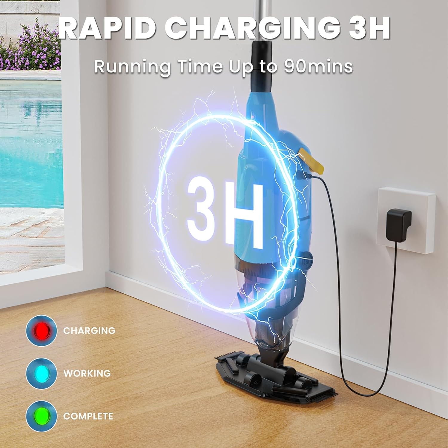 Efurden Handheld Pool Vacuum Cordless Pool and Spa Vacuum Rechargeable Vacuum