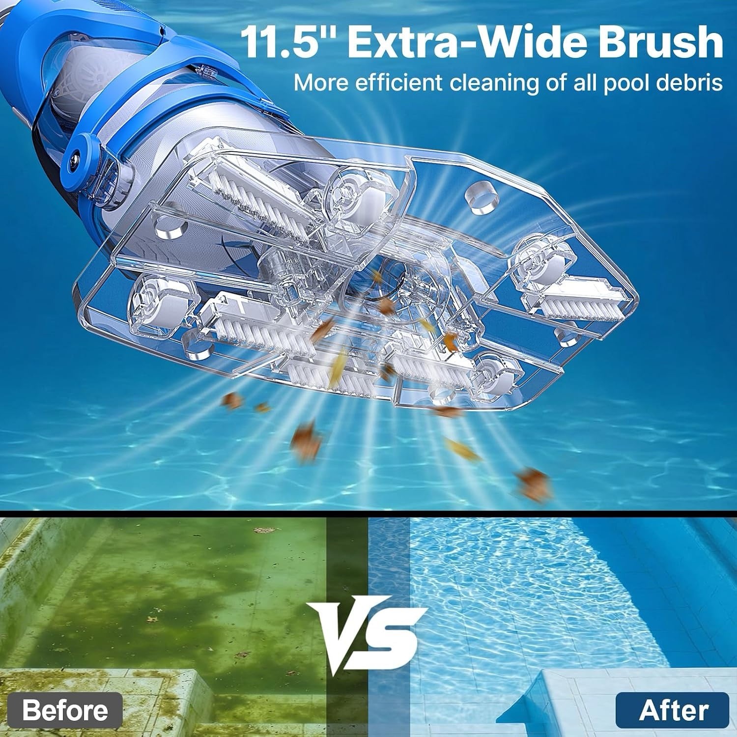 Cordless Pool Vacuum, 40W Strong Suction 18.5 GPM, 60 Mins Runtime, Pool Cleaner