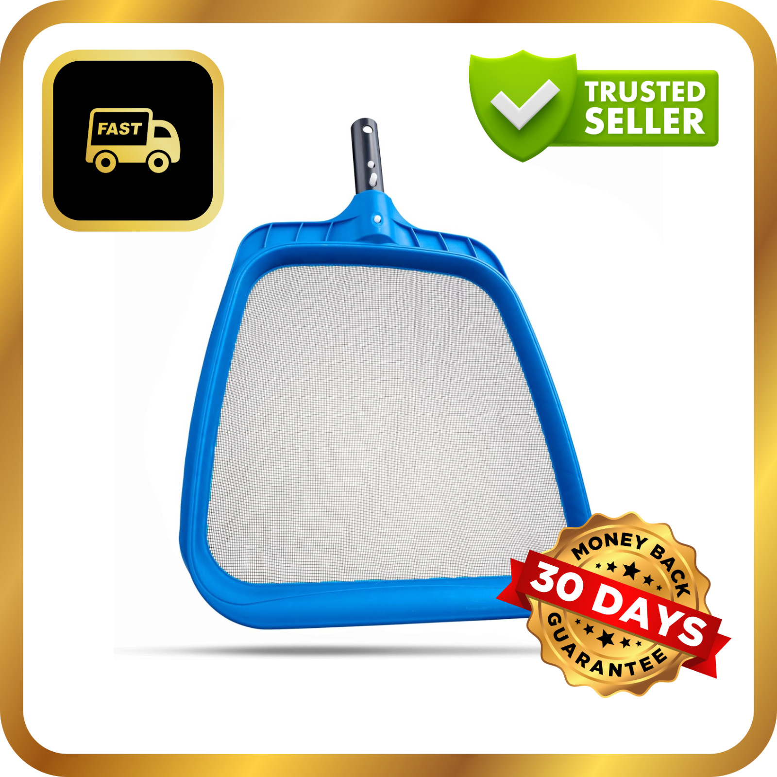 17&Prime; Heavy Duty Pool Skimmer Net — Self-Repairing Mesh & EZ-Clip Handle