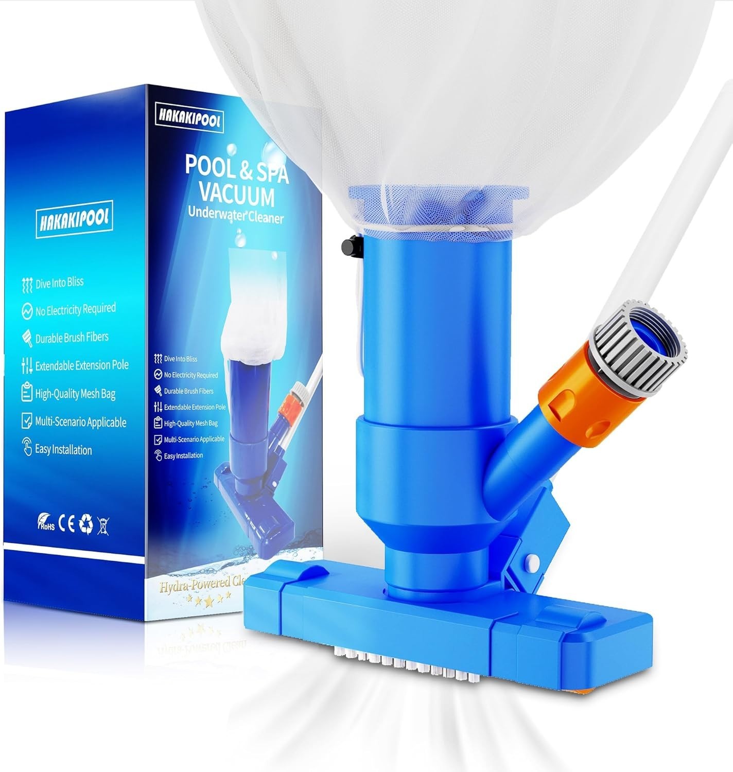 Sky Blue Handheld Pool Vacuum with Telescopic Pole & Scrub Brushes for Above …