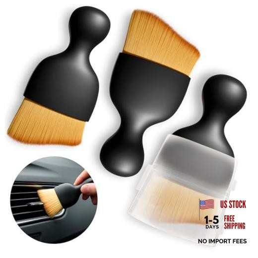 3Pcs Auto Detailing Brushes Set – 2.29&Prime; x 3.98&Prime; Car Cleaning Brush Interior