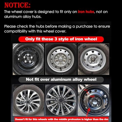 Hubcap Wheel Cover Replacement Kit 15&Prime; Hub Caps – Black with Silver – 15&Prime; Grid