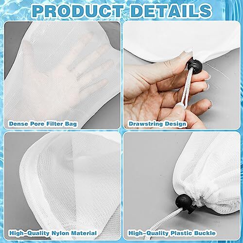 4 Pack Pool Leaf Vacuum Net Bag Replacement for Swimming Pool