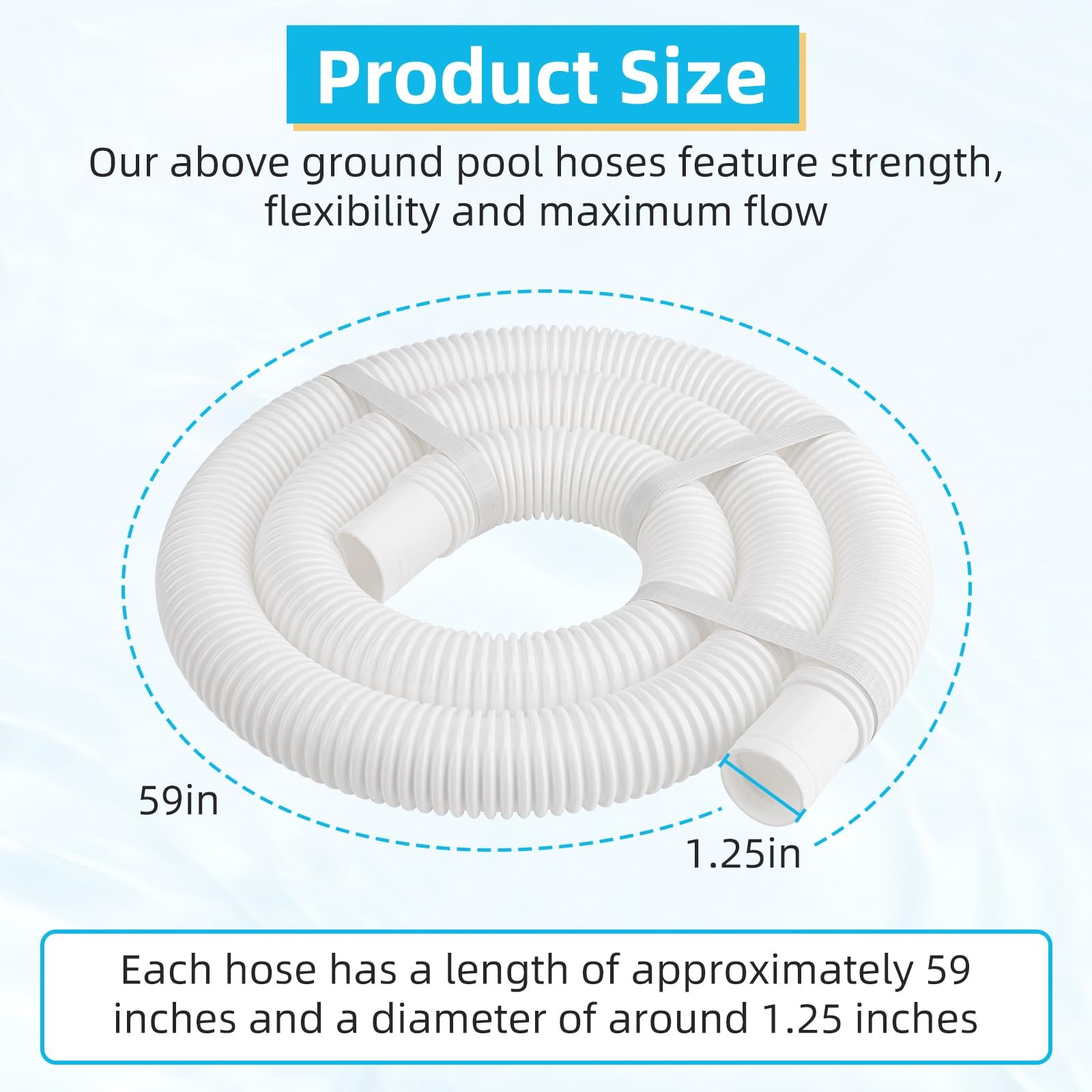 Above Ground Pools&rsquo;s Pool Pump Hose, 2 Pack 1.25&Prime; Diameter Filter White