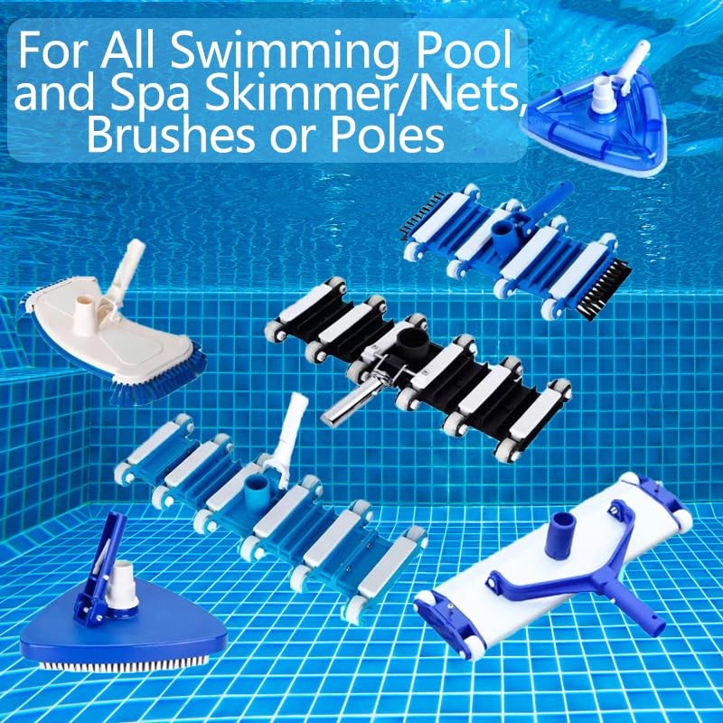 3 Pcs Stainless Steel Pool Pole V Clip Universal Brush Skimmer Rake Connector