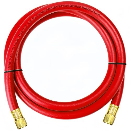 2026 Upgraded 3/8&Prime; HVAC Vacuum Hose,72” Refrigerant Charging Red 6Ft