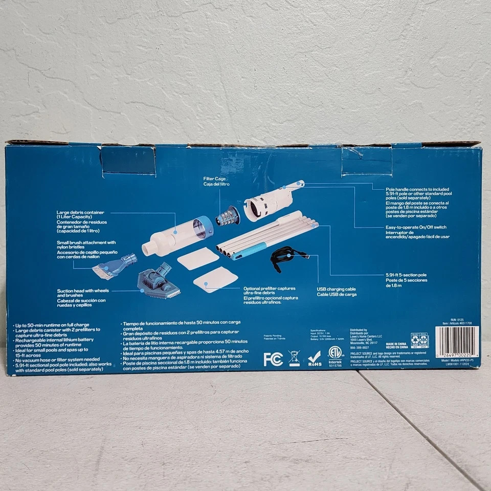 Project Source 7.5-in Handheld Pool Vacuum – Customer Return