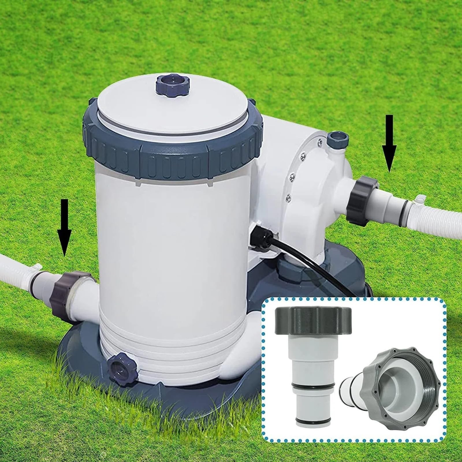 1.25&Prime; to 1.5&Prime; Type A Hose Adapter w/Collar for Threaded Connection Pumps Gray