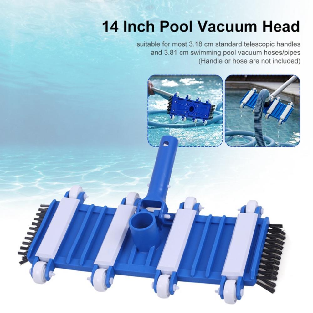 Pool Brush Head with Wheels For Pools 14&Prime; Pool Vacuum Head for Easy Maneuvering