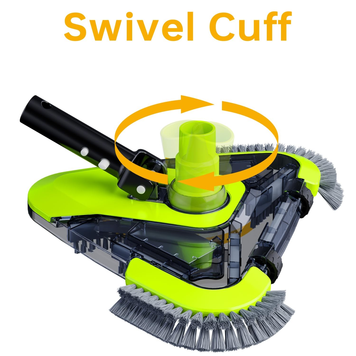Upgrade Pool Vacuum Head with Wheels & Side Brushes, Universal Green