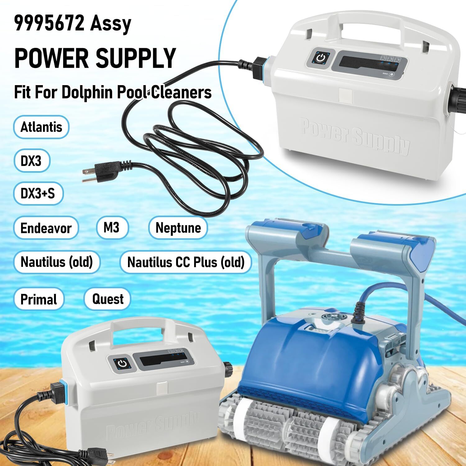 9995672 Assy Power Supply with 58984402L Cord Parts For Dolphin Pool Cleaner