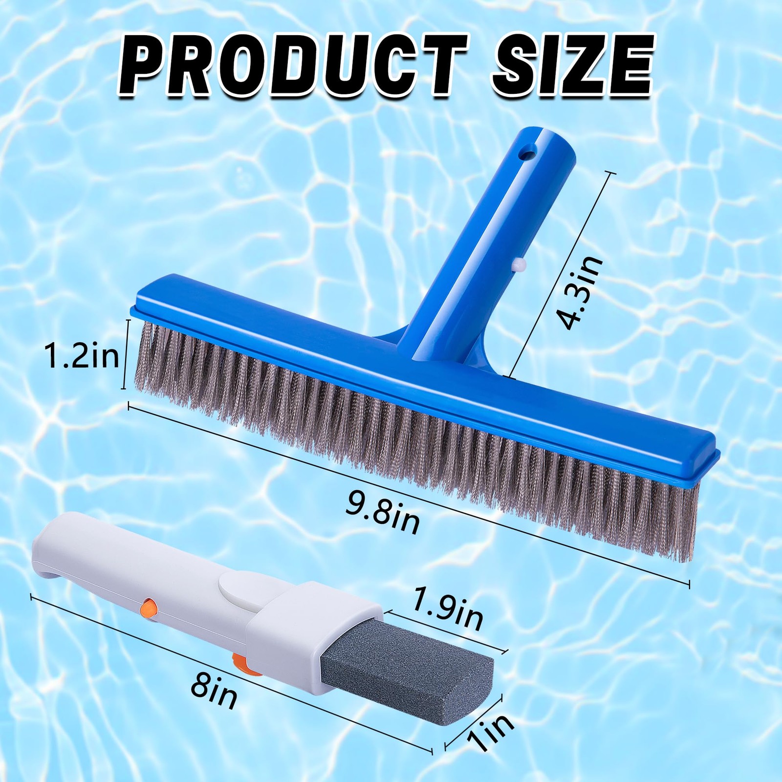 3 Pcs Pumice Stone and Pool Brush Kit-Pumice Stones with Handle and 10&Prime;Stainless