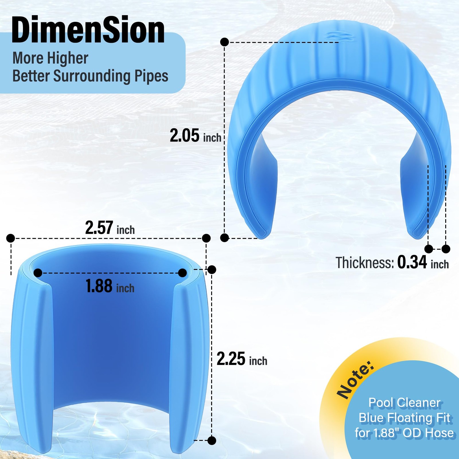 4 Pack Pool Systems Hose Float, Floating Fit 1.88&Prime; OD Hose, with Zodiac/Barac…
