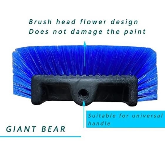 10&Prime; Flow-Thru Car Wash Brush Head, Blue Bristles, No Paint Scratch Cleaning