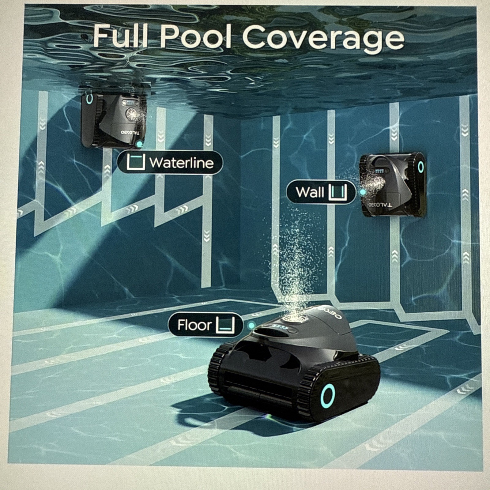 TALOSBO C1 Robotic Pool Cleaner, 180 m, 1615 sq.ft, Dual Filter, Smart Nav, App