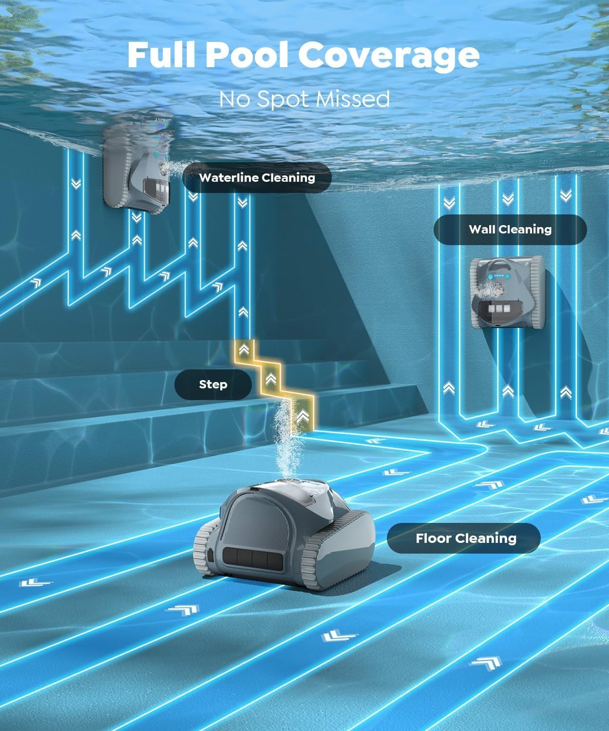 BRINBO C1 Cordless Robotic Pool Cleaner Wall & Waterline Cleaning Matte Onyx