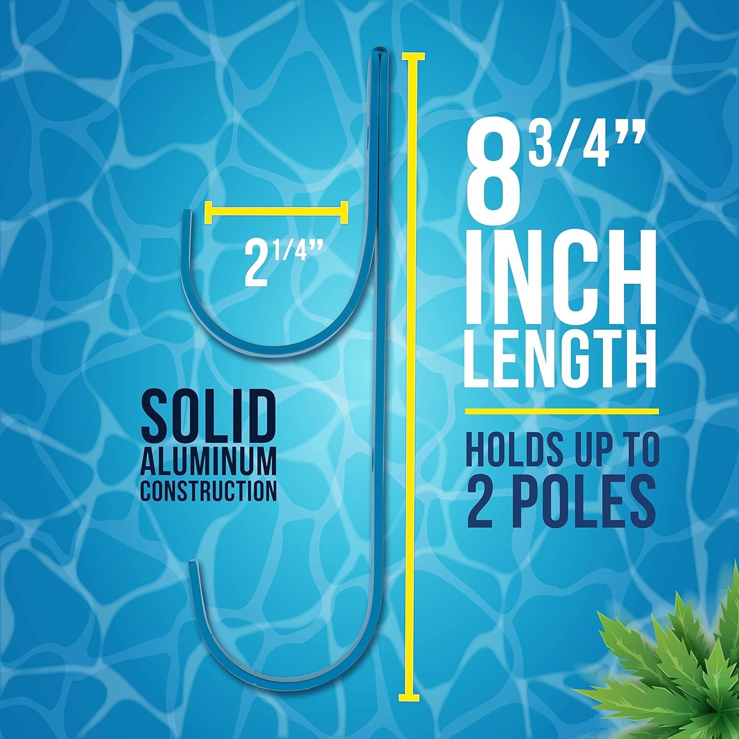 Pool Pole Hanger – 2 Blue Aluminum Pool Hooks for Poles – Equipment Fence Hoo…