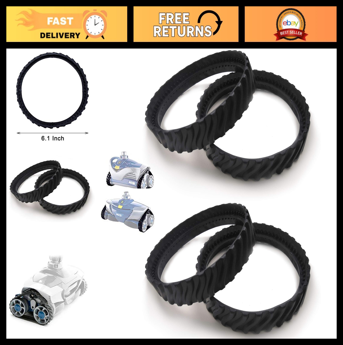 « Upgraded Track Replacement for MX8/MX6 In-Ground Pool Cleaner – Heavy Duty Rubb