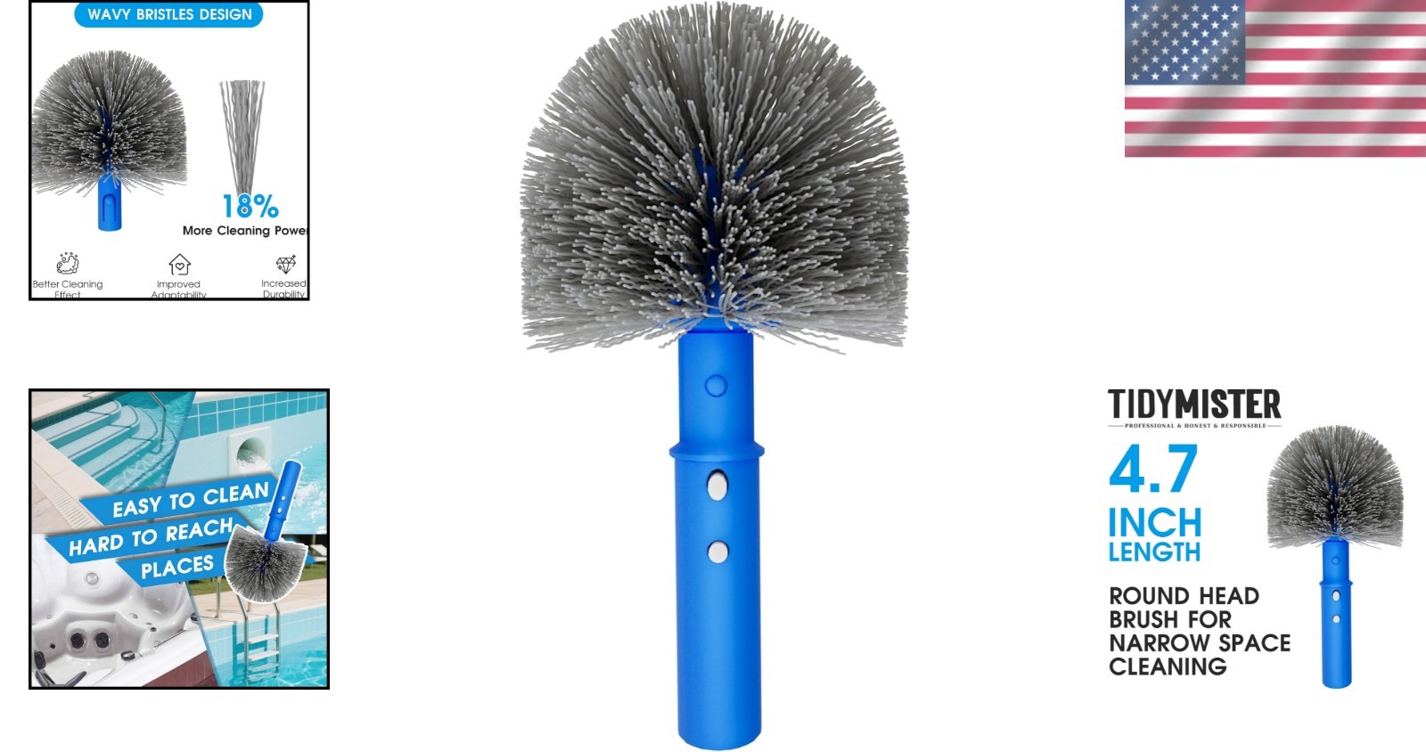 Effortless Small Pool Brush Head for Easy Cleaning of Tight Corners & Edges