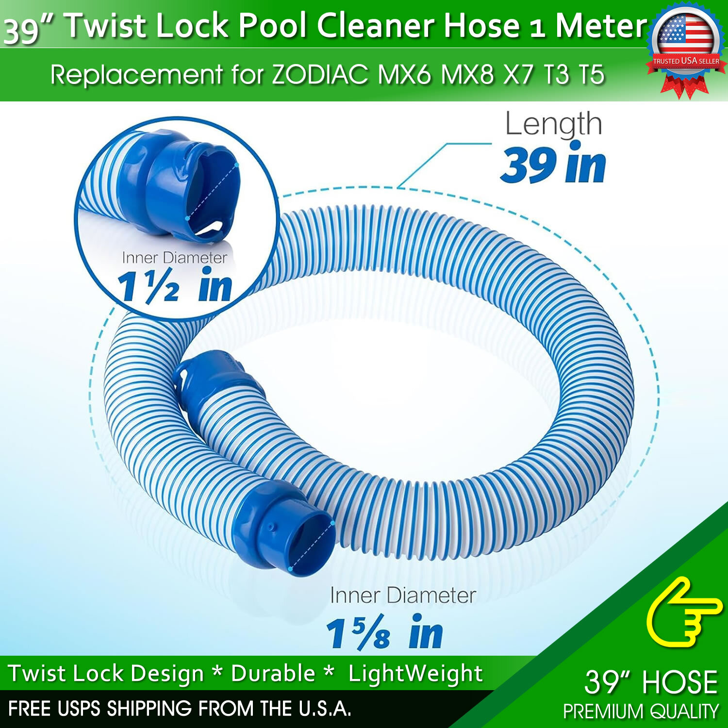 Replacement Pool Cleaner Hose Twist Lock For Zodiac MX6 MX8 X7 T3 T5 Baracuda