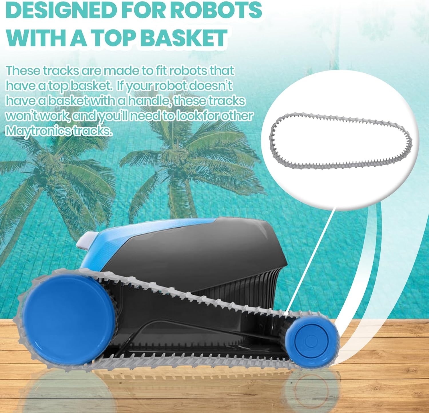 2 Pack Replacement Gray Rubber Tracks for Dolphin Robotic Cleaners 9983152-R2