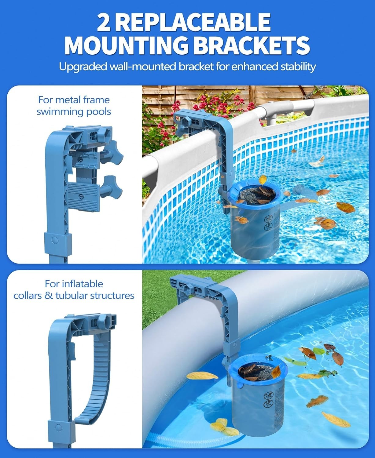 Upgrade above Ground Pool Skimmer Comes with 3 Socks, Anti-Tilt Wall Mount Surfa