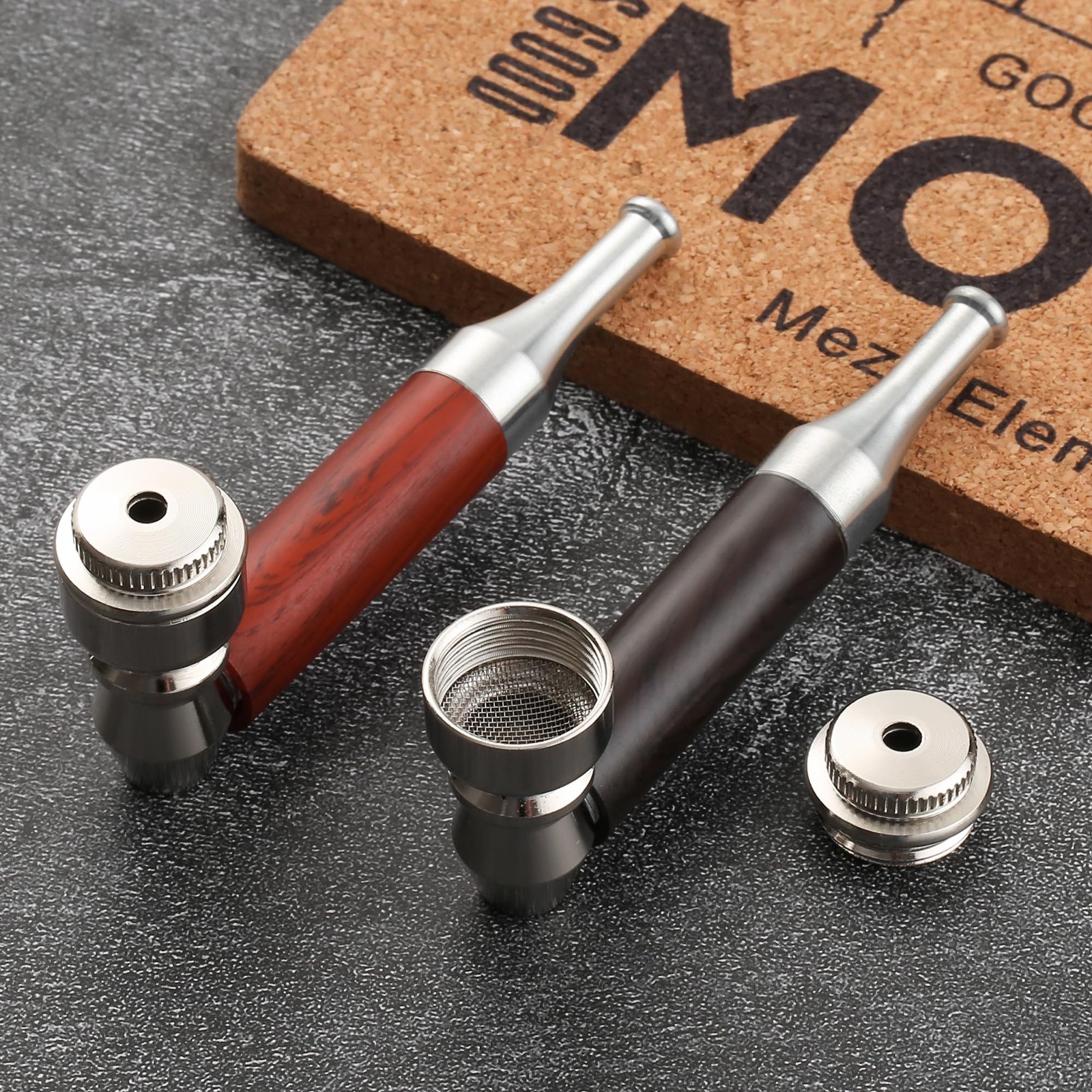 Sivaopa 2-Pack Tobacco Pipe Set – Dual Color Mini Smoking Pipes Black & Red