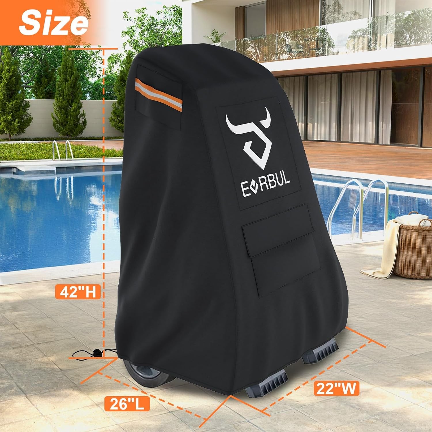 Robotic Pool Cleaner Cover for Most Pool Caddies Up 26&Prime; L x 22&Prime; W x 42&Prime; H