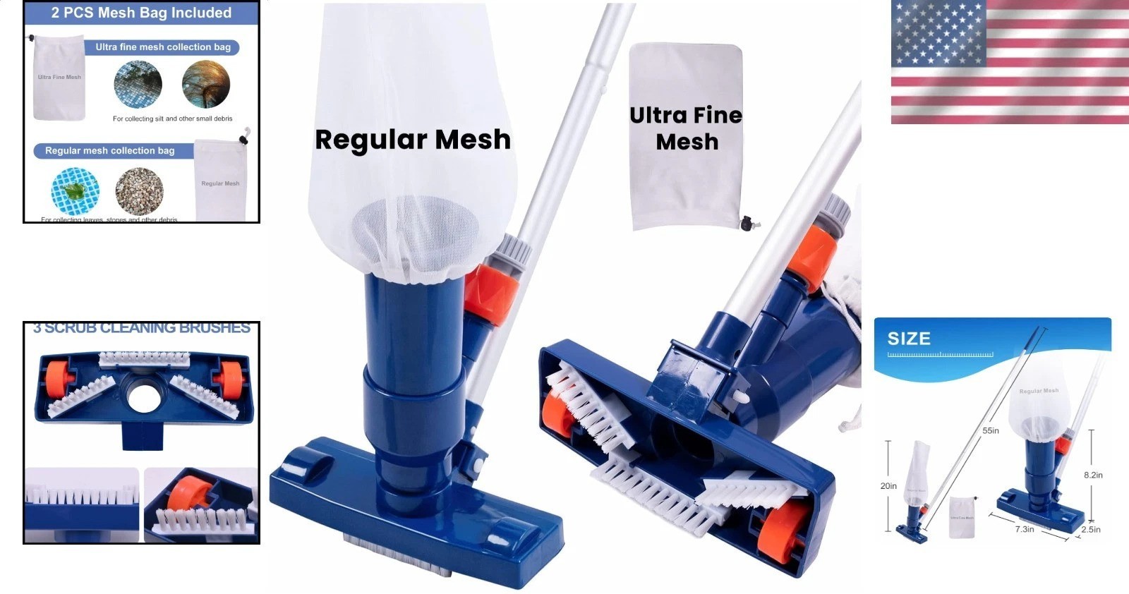 Upgraded Swimming Pool Jet Vacuum Cleaner Blue w/ 56