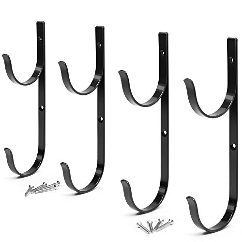 Pool Pole Hanger Premium Aluminium Holder Set by , Ideal Hooks for 4pc Black