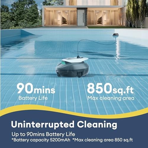 Cordless Robotic Pool Cleaner with Remote Control, Pool Vacuum for Above Green