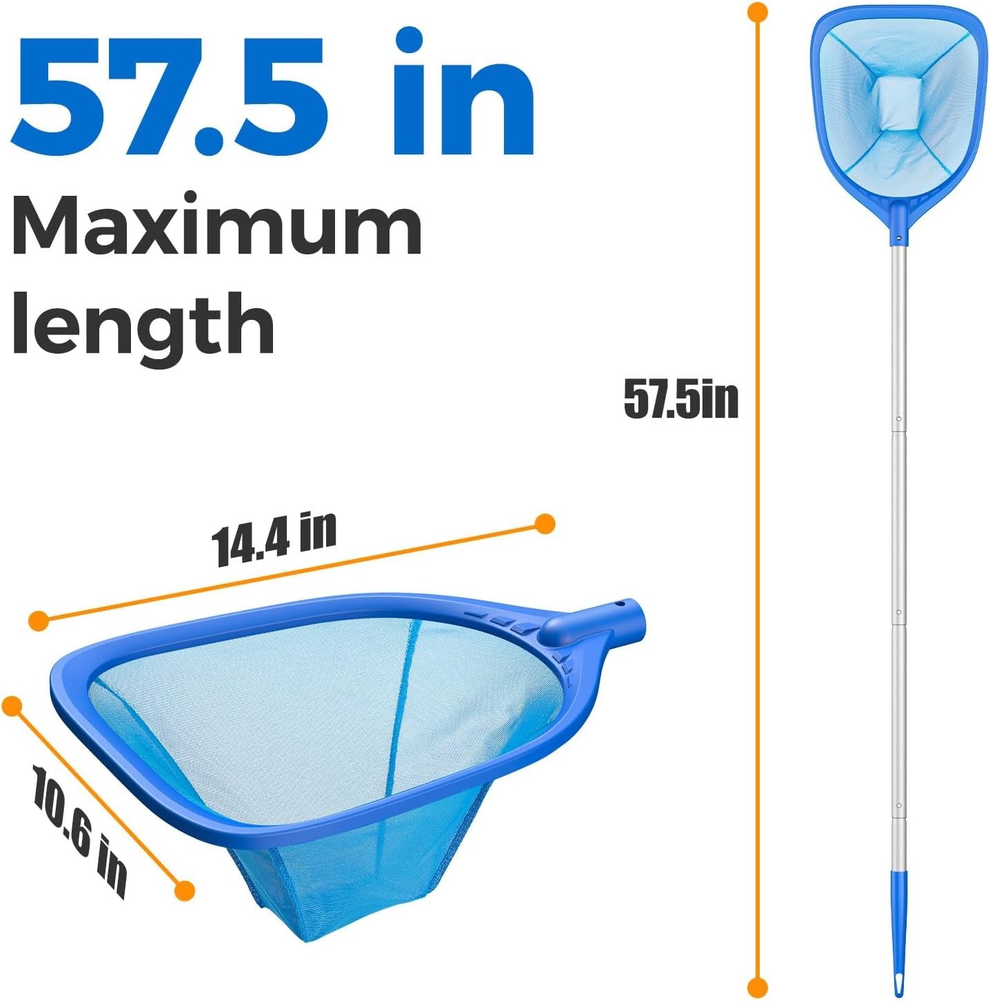 Lightweight Pool Skimmer Net with 4-Section Pole | Perfect for Hot Tubs & Spas
