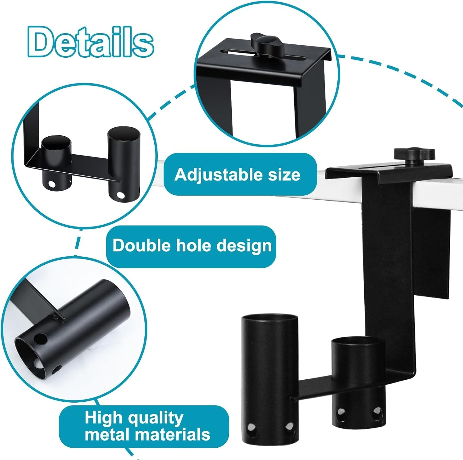 2 Pcs Pool Fence Hooks, Adjustable Tool Organizer, for Hanging Cleaning Acces…