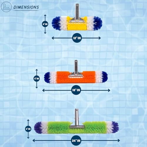 Pool Brush [3 Pack] – 360 Degree Bristles, with 12 Inch, 18 Inch, and 24 Inch