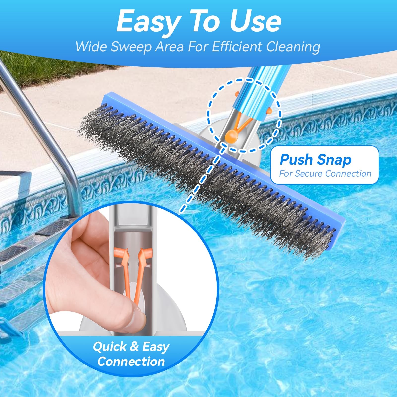 10Inch Heavy Duty Stainless Steel Pool Brush for Concrete & Gunite Cleaning