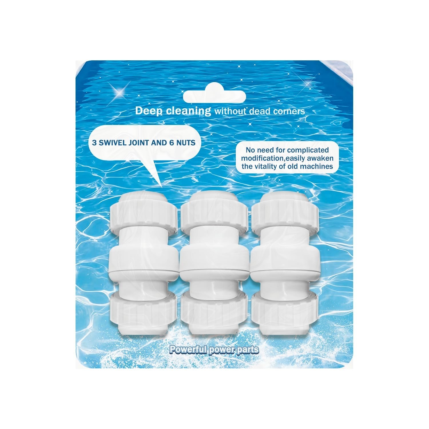 Pool Cleaner Replacement Swivel Kit Hose Connector 9-100-3002, 3 Joints, 6 Nuts