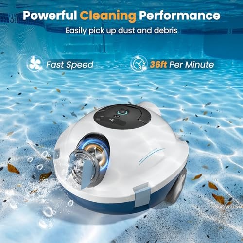 Cordless Robotic Pool Cleaner, Automatic Pool Vacuum – 120 Mins Runtime, Ivory