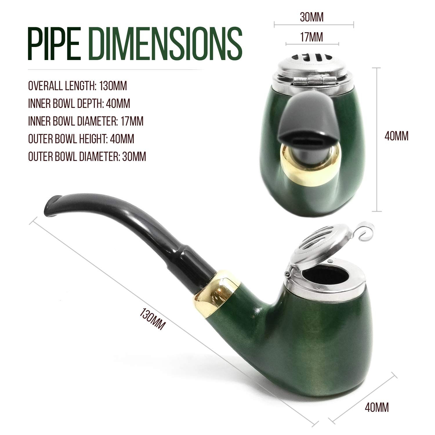 Mr. Brog Full Bent Smoking Tobacco Pipe – Model 1 Count (Pack of 1), Green