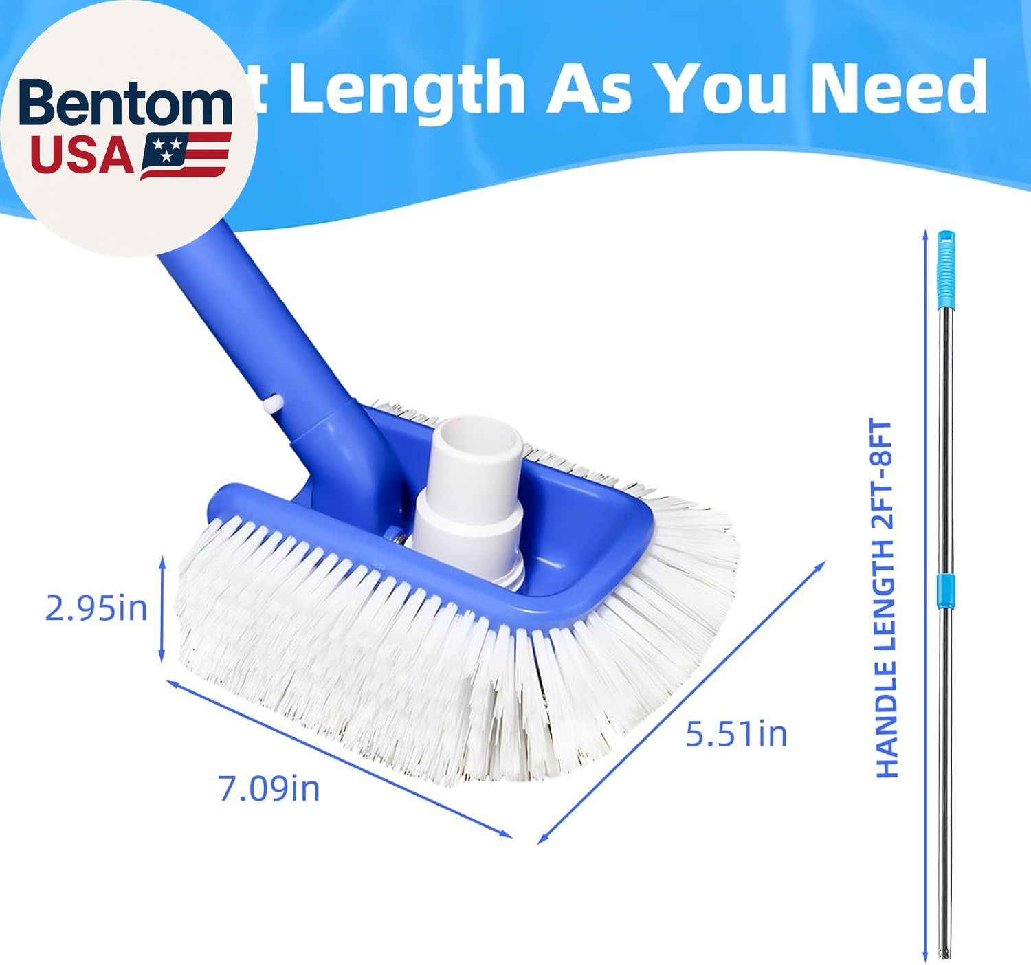 Pool Brush Head with Pool Vacuum Head for Inground & above Ground Pools, round H