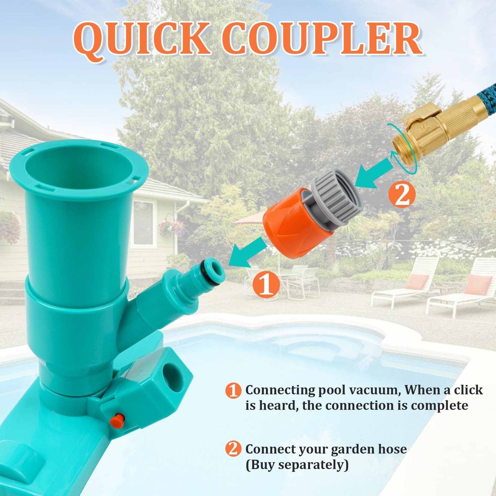 Upgrades Pool Spa Pond Mini Jet Vac Vacuum Cleaner w/Brush, Bag,6 Sections Te…