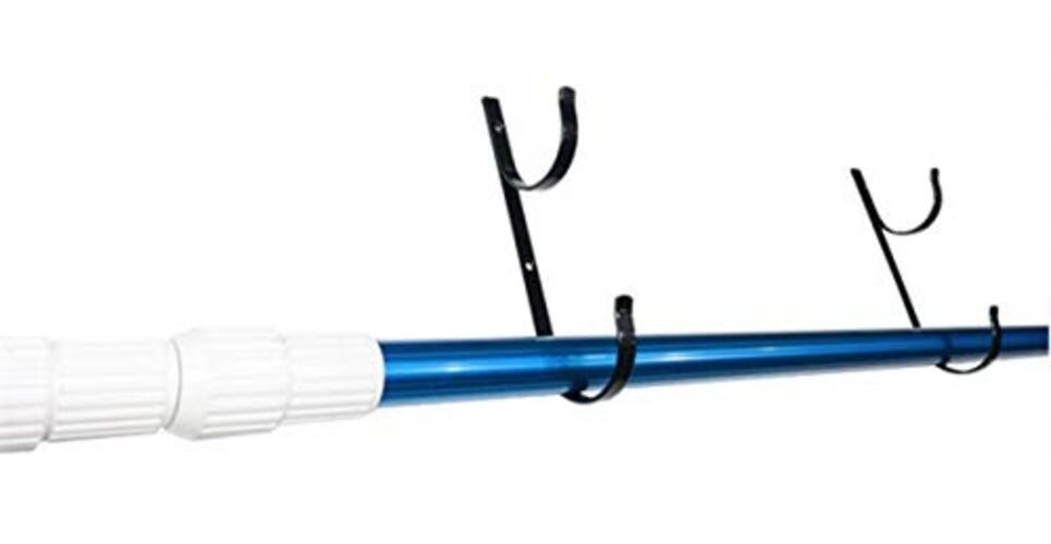 2 Pcs Set Pool Pole Hangers Heavy Duty Aluminium Holder with Screws Black
