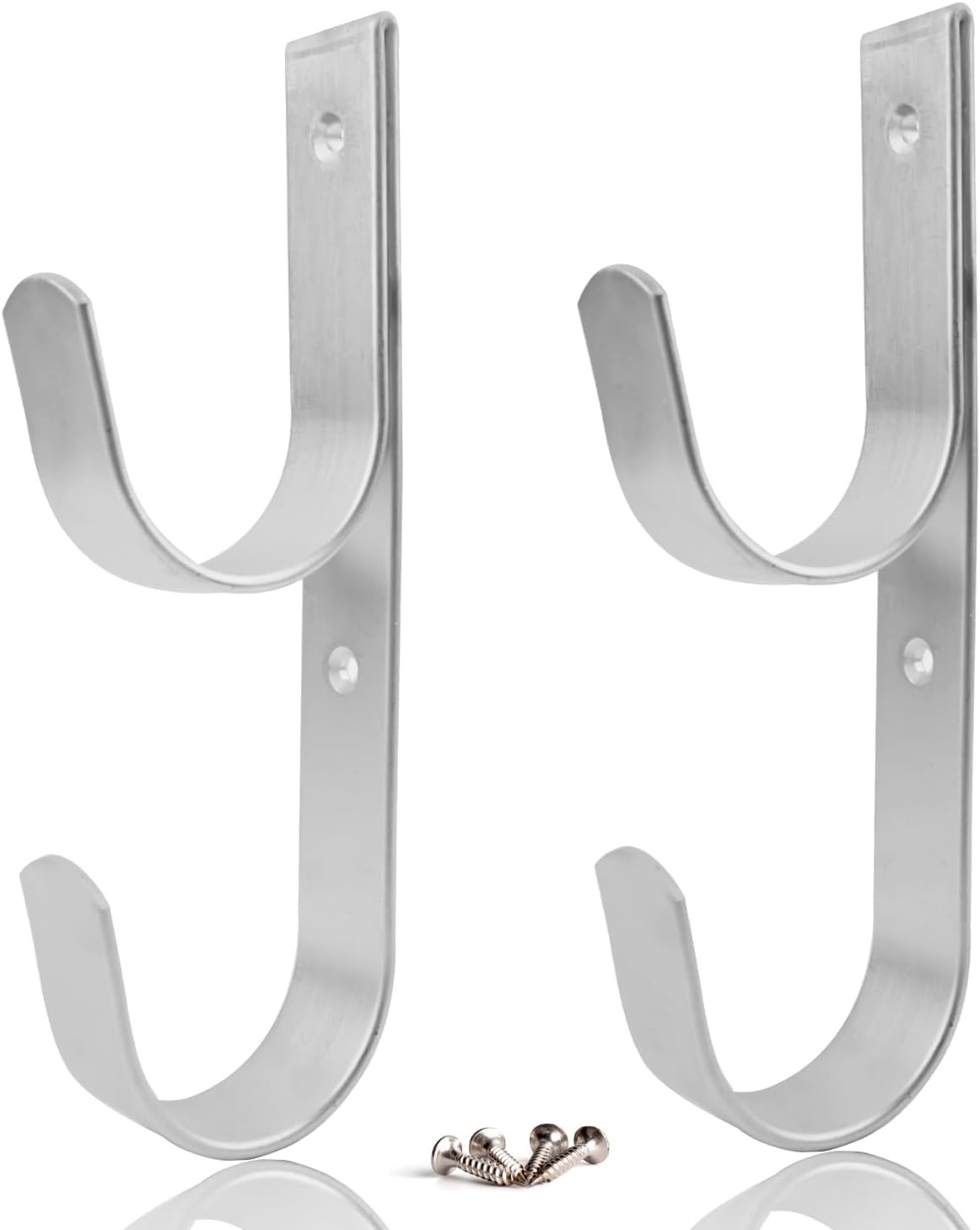 2 PCS Set Wide Pool Pole Hangers Heavy Duty Brown Aluminium Holder Hooks