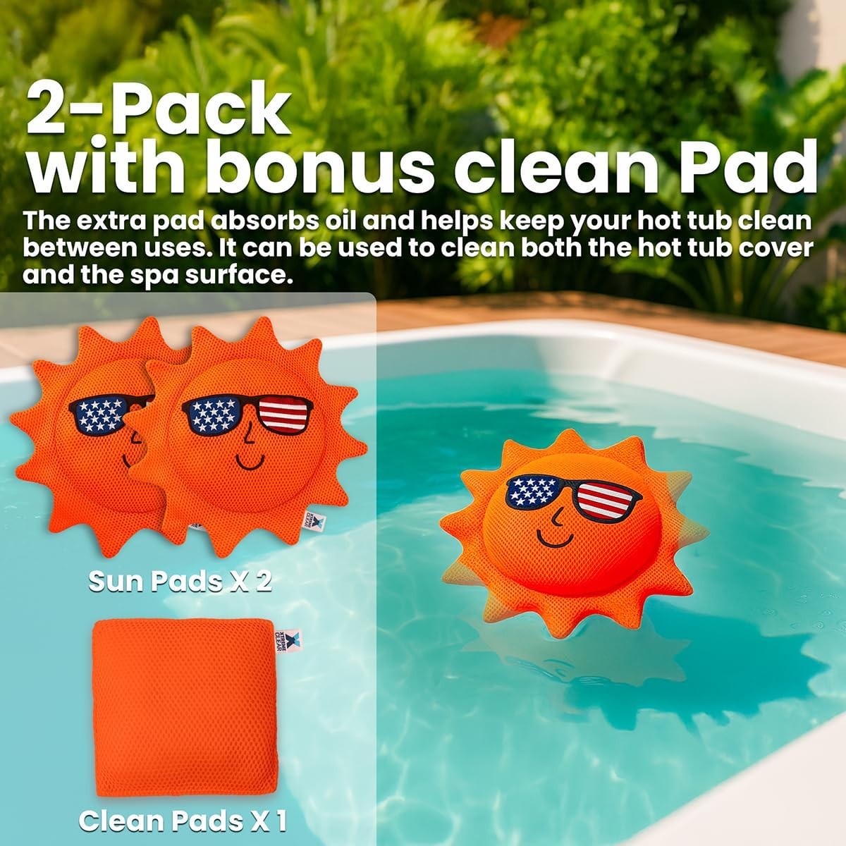 3 Pack Scum Absorber for Spa Hot Tubs, Reusable Spa Tub Cleaner, Oil, Orange