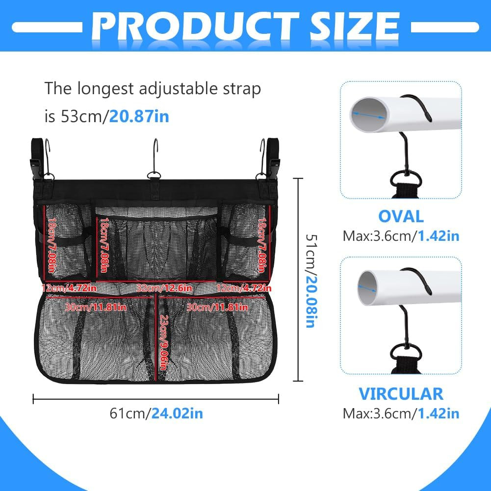 Pool Float Storage Net, above Ground Pool Hanging Organizer with 5 Mesh Pockets,