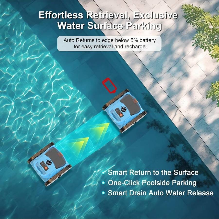 Seauto SAT20PRO Cordless Robotic Pool Vacuum, Pool Cleaner with Sonar Navigation