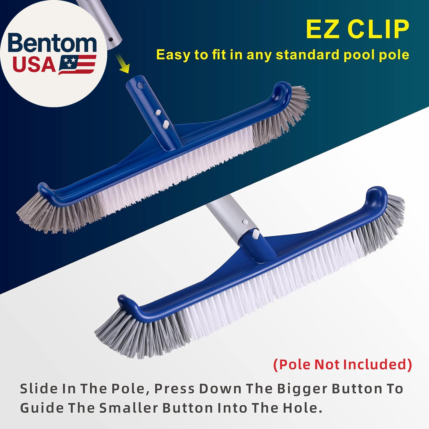 Pool Brush, 17.5 » Pool Brush Head for Inground Pools & Above-Ground Pools, Dura