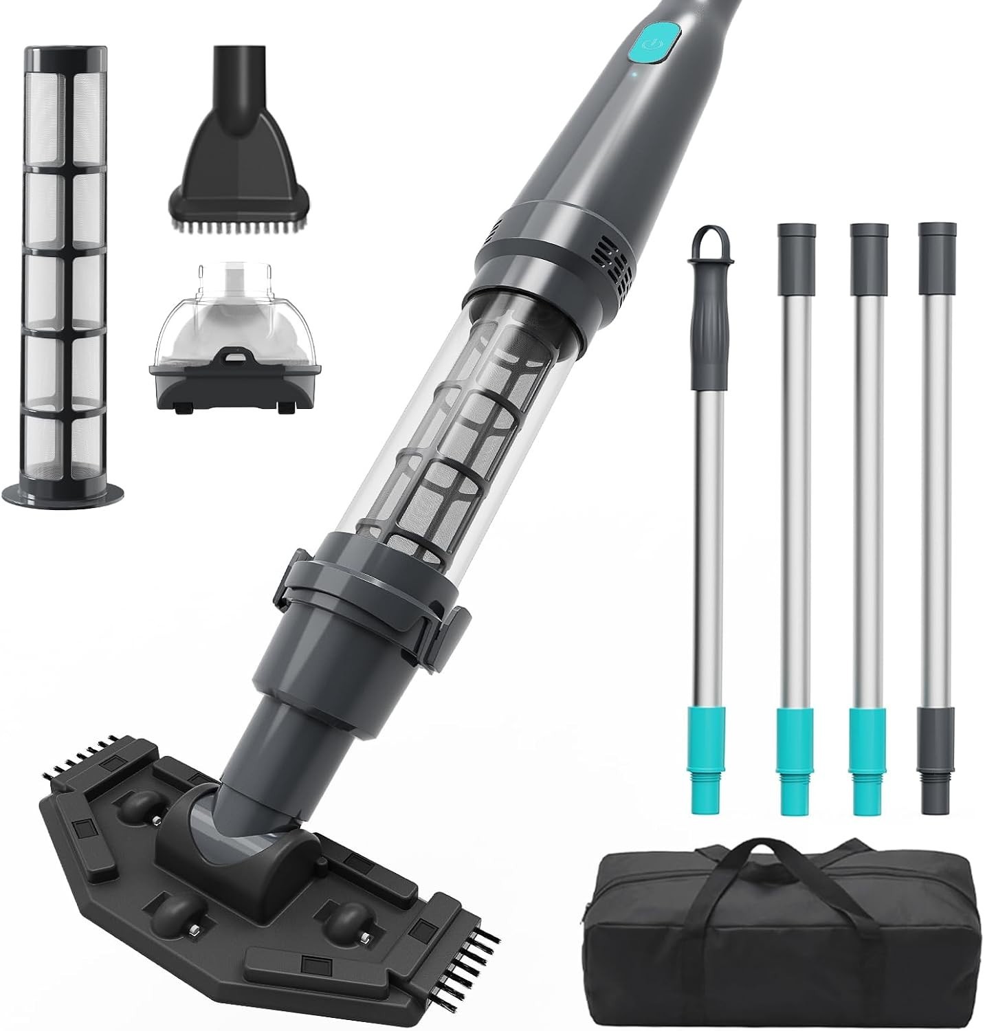 Versatile Handheld Pool Cleaner – Includes Extension Poles & Reusable Filter